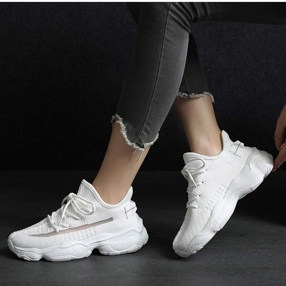 Shoes - OUT STOCK White Slip On  Chunky Platform Sneakers